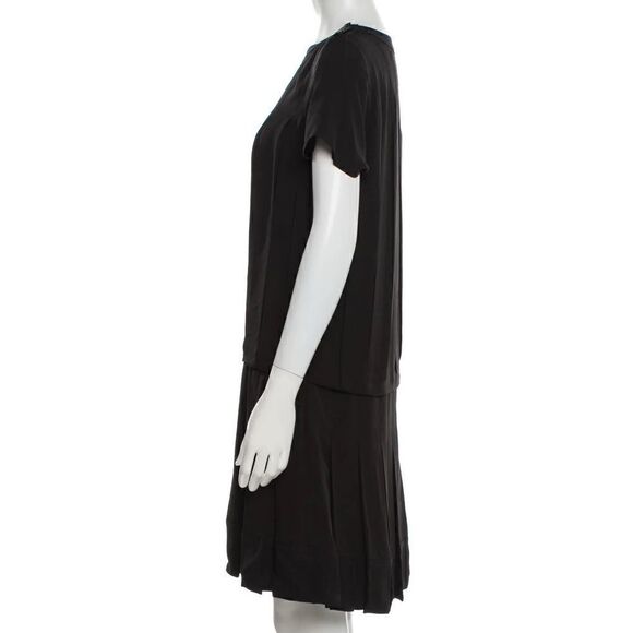 Proenza Schouler NWOT Pleated Silk Drop Waist Mini Dress in Black Size 8 - Picture 3 of 12